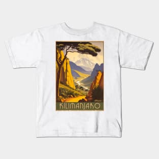 Mount Kilimanjaro Tanzania Vintage Travel Art Poster Kids T-Shirt